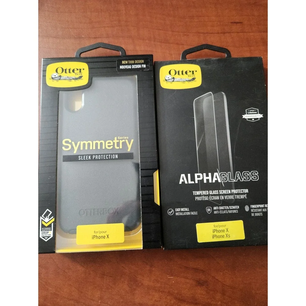 OtterBox Symmetry Case and Alpha Glass Screen Protector for iPhone X iPhone Xs